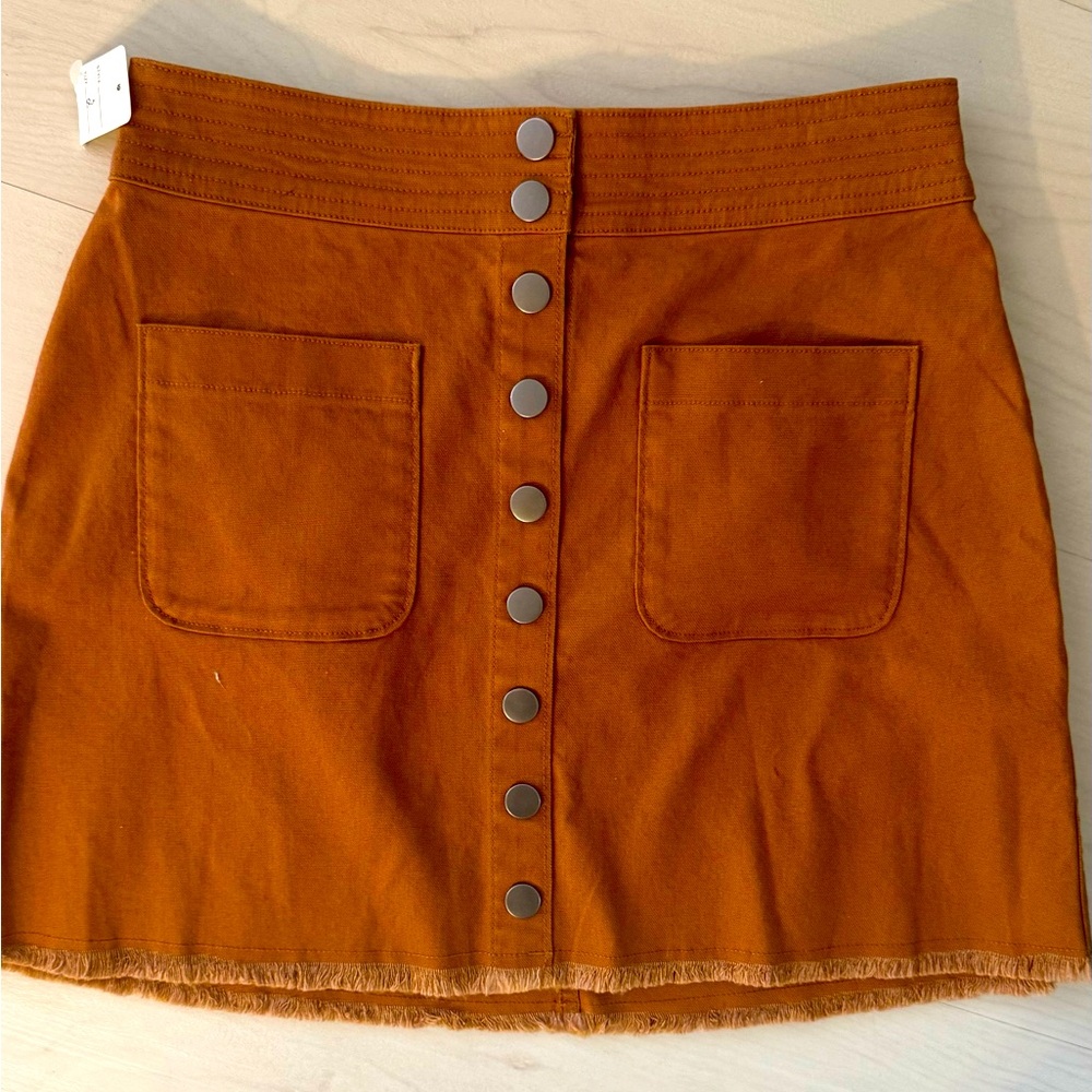 Madewell High Waist Snap A-Line Skirt in Burnt Sienna Size 2 NWT